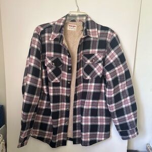 Wrangler Authentics Men’s Sherpa Lined Plaid Flannel Shirt Jacket Shacket NWT~ M